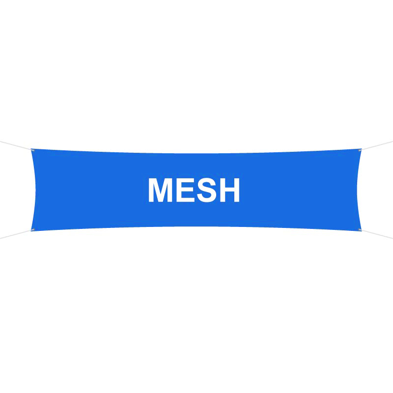 Une banderole publicitaire standard 100x300 cm imprimée sur bâche microperforée mesh 270g et sur laquelle on peut lire microperforée mesh