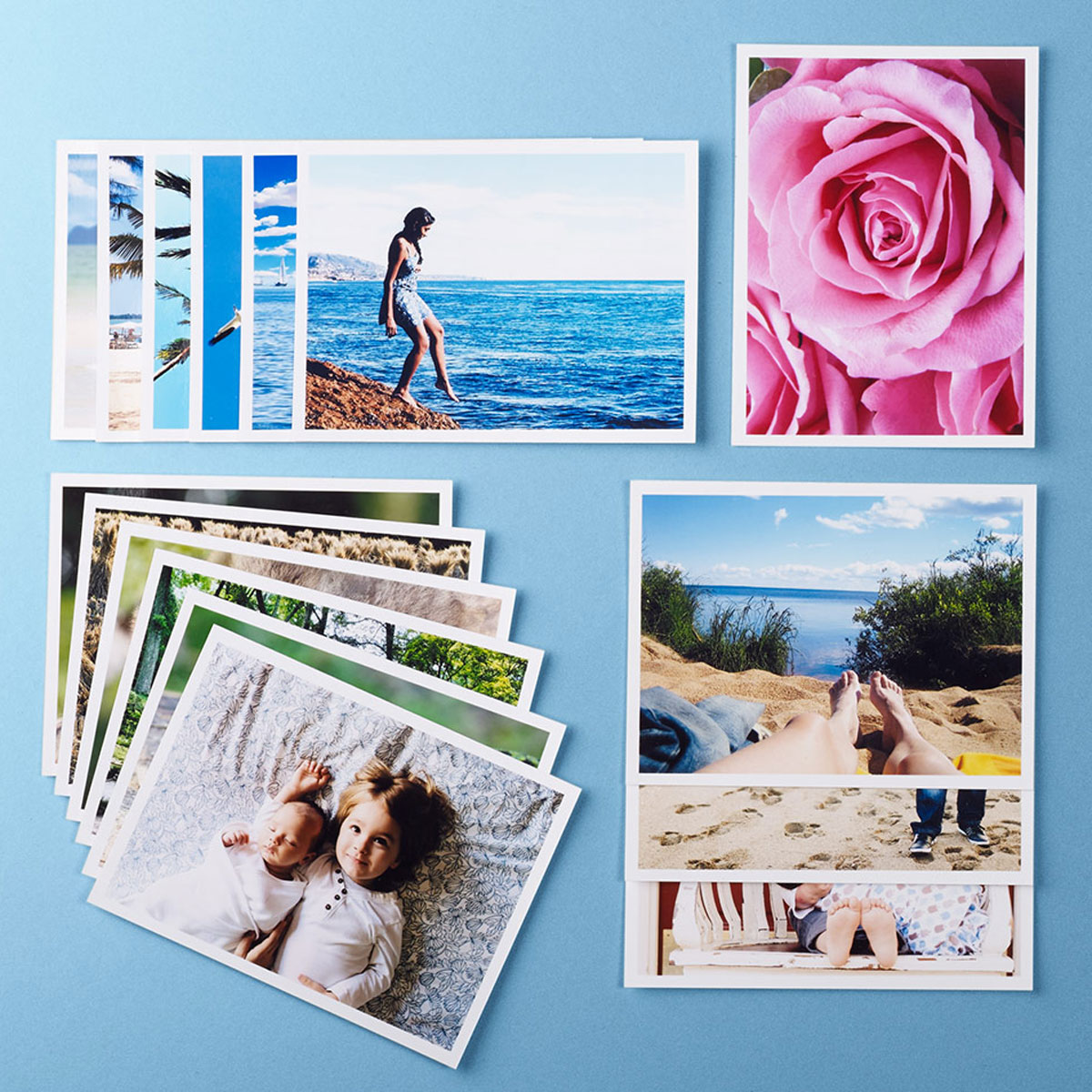 Packs d'impressions photo argentique petits formats avec des scènes de la vie quotidienne et des photos de vacances
