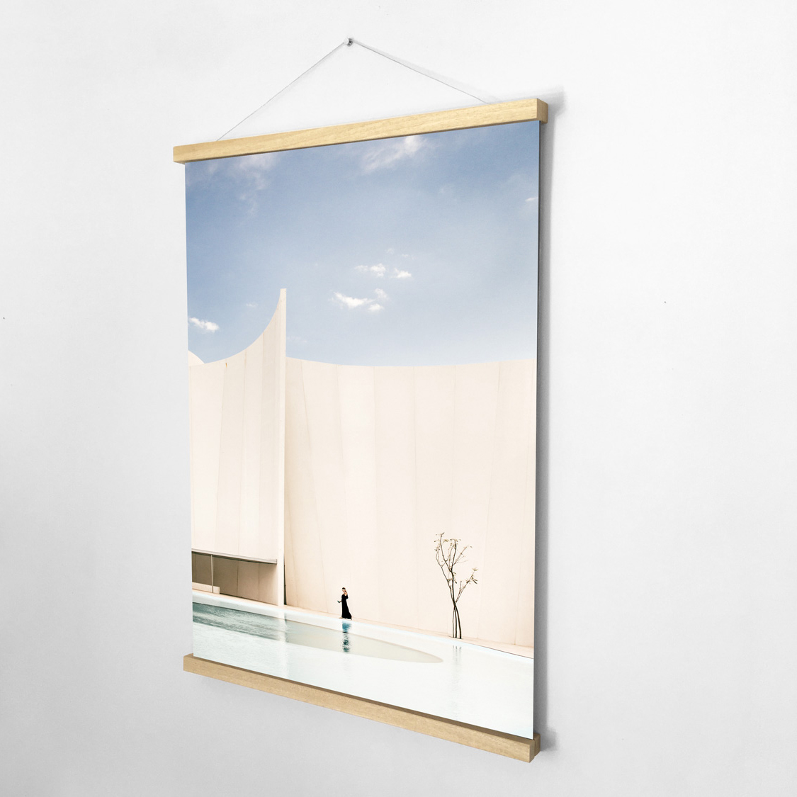 Kakémono porte affiche bois personnalisé imprimé avec une photo d'architecture